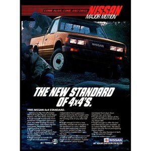 1985 Nissan 4x4 Standard Pick up Truck Vintage Print Ad Mud Rain Camp Wall Art